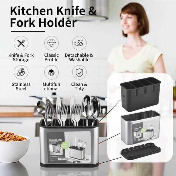 Stainless steel kitchen utensil holder - Picture 4 of 9